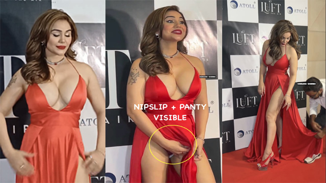 Actress Kangana Sharma Accidental Nipslip at  Panty Showing